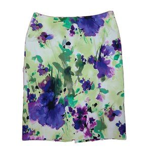 JONES WEAR Collection Green Purple Watercolor Pencil Skirt Womens Size 4